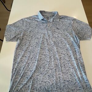 Rhoback Blue and White Patterned Polo Shirt
